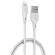 Porodo USB Cable Lightning Connector Durable Fast Charge and Data Cable (2M 2.4A) - White on Sale