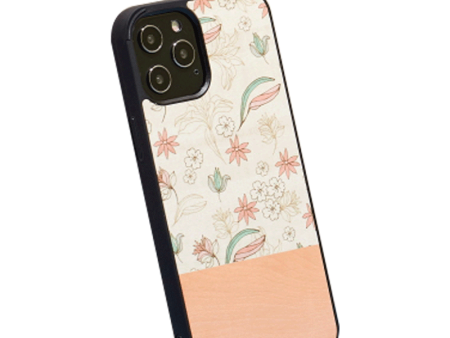 Wooden Case For iPhone 12 Pro Max - Pink Flower Hot on Sale