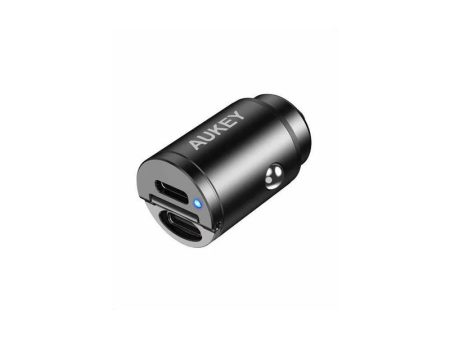 AUKEY CC-A4 Dual Port PD Car Charger - USB-C   30W   Black Online Sale