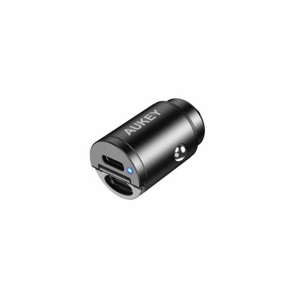 AUKEY CC-A4 Dual Port PD Car Charger - USB-C   30W   Black Online Sale