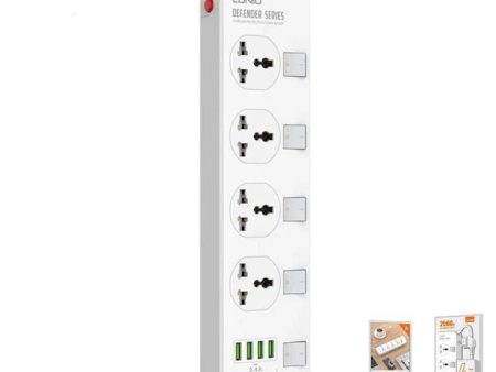 Ldnio 2500W Power Extension With 4 USB-A Ports & 4 Power Sockets Sc4408 Online Hot Sale