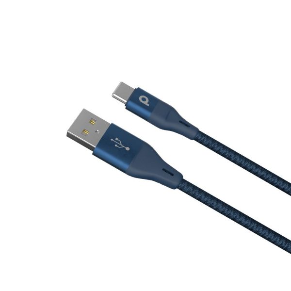 Porodo Braided USB-A to Type-C (3A 1.2m) - Blue Hot on Sale