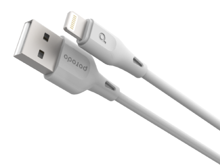 Porodo USB Cable Lightning Connector Durable Fast Charge and Data Cable (2M 2.4A) - White on Sale