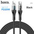 Hoco U115 Lightning to Type C PD 20W Transparent Data Cable With Display – 1.2 Meter   Black Cheap