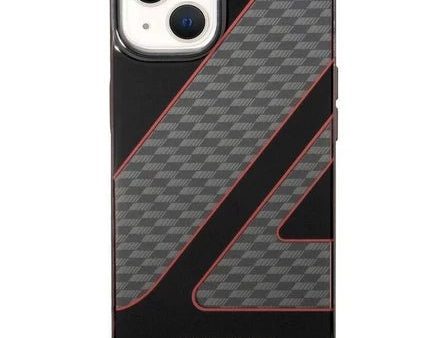 AMG iPhone 14 Pro Max Transparent Double Layer Case with Checkered Flag Pattern - Red Hot on Sale