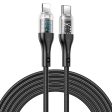 Hoco U115 Lightning to Type C PD 20W Transparent Data Cable With Display – 1.2 Meter   Black Cheap