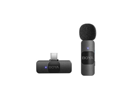 BOYA Smallest 2.4Ghz Wireless Microphone for Type-C device(1TX+1RX) - Black on Sale