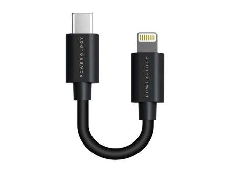 Powerology  USB-C to Lightning Connector Cable 0.25m – Black For Sale