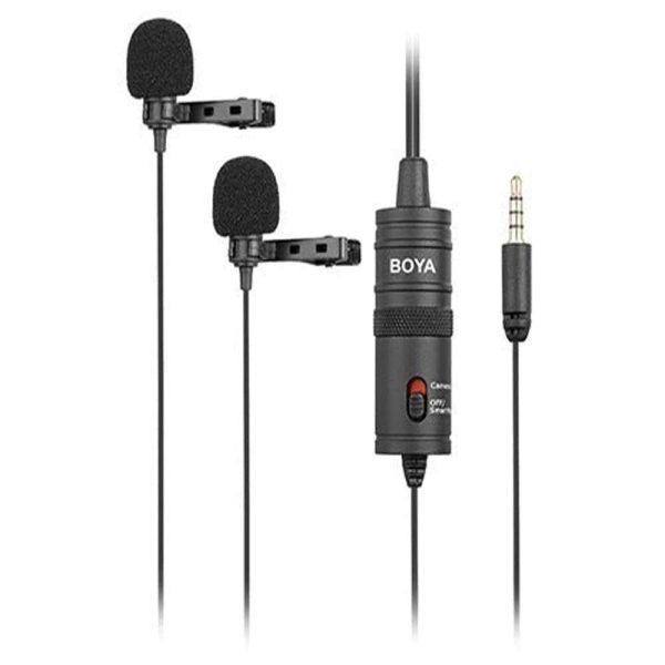 BOYA Dual Mic Lavalier microphone for Smartphones and DSLRs - Black Online