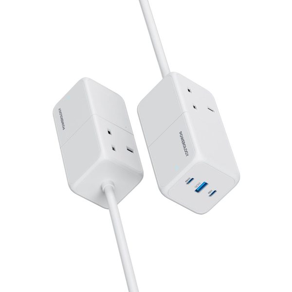 Powerology 65W Power StriP With Dual Power Sockets - White For Cheap