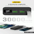 Aspor A306 Power Bank - 30000mAh   20W   Micro USB   Type-C   Lightning   Black Sale