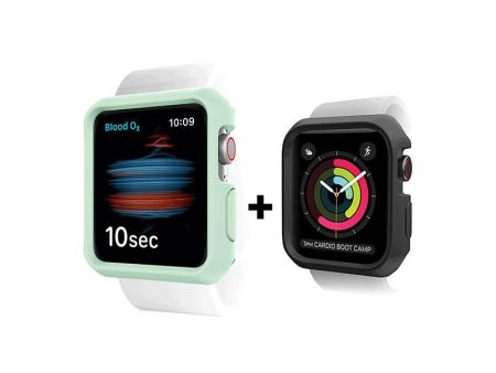 Itskins Spectrum Bumper Case - 44mm   Apple Watch SE   6   5   4   Light Green & Black - Pack of 2 Sale