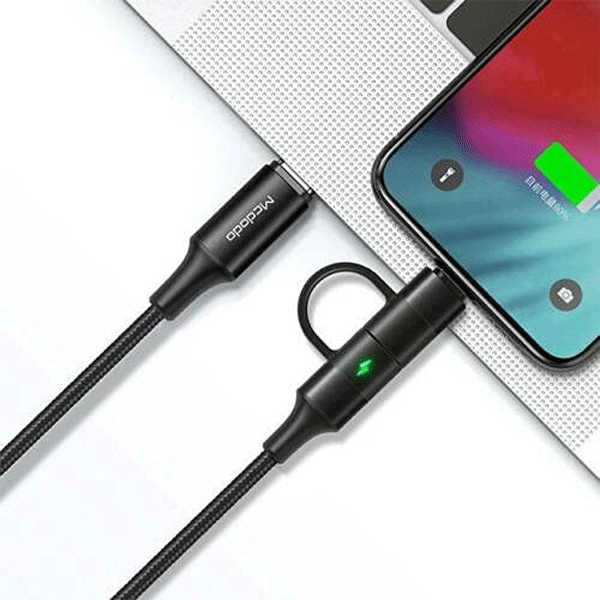 MCDODO CA-7120 Fast Charge Data Cable - 2 IN 1 PD Lightning   Type-C   1.2 Meter   60W   Black Fashion