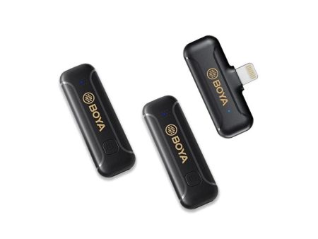 BOYA Smallest 2.4Ghz Wireless Microphone with Lightning connector for iOS device( 2TX+1RX) - Black Online now