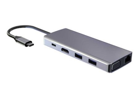 Powerology Hub 11 in 1 - USB-C   VGA   Ethernet   HDMI   Gray For Discount