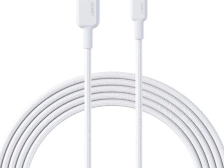 Aukey Braided Nylon  USB 2.0 to USB C Cable (0.9m) - White Online now