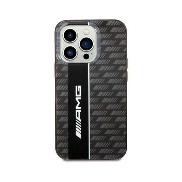 AMG Apple iPhone 14 Pro Max Transparent Double Layer Case with Carbon Pattern II - Black Hot on Sale