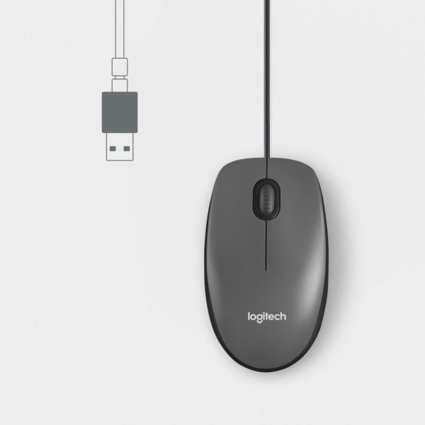 Logitech M100 USB Wired Mouse - Black Fashion