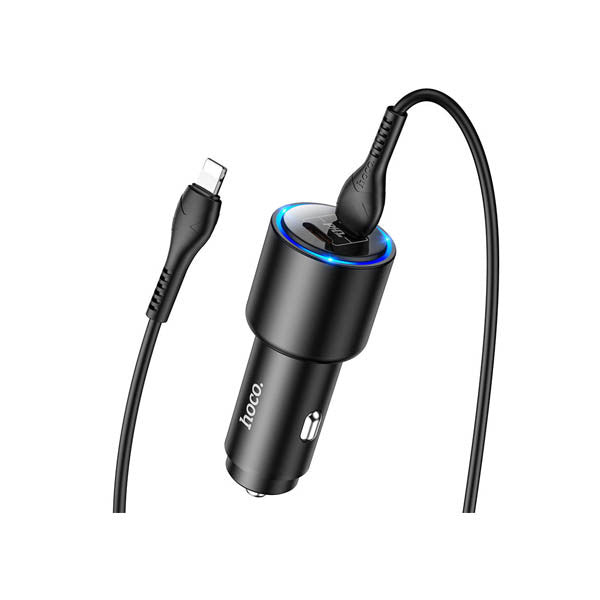 Hoco NZ3 LED Light Car Charger - Type-C   Lightning   Black For Sale