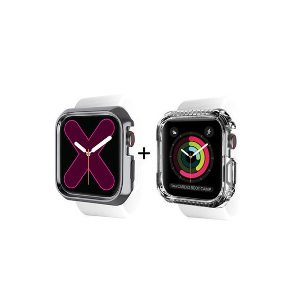 Itskins Spectrum Metal Case - 40mm   Apple Watch Series 6   5   4   Se   Space Gray + Clear - Pack of 2 For Sale