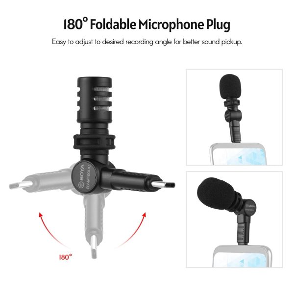 BOYA Miniature Condenser Smartphone mic (Type-C Connector) - Black Hot on Sale