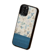 Wooden Case For iPhone 12 & 12 Pro - Blue Flower For Sale