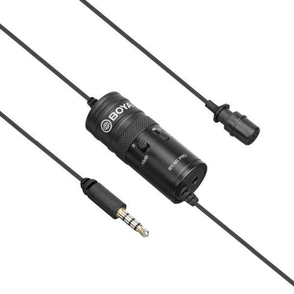 BOYA BY-M1 Pro Omnidirectional Lavalier Condenser Microphone - 65 Hz   3.5mm Jack   Wired - Black Online Sale