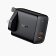 AUKEY Dual-Port Wall Charger with GaN Power Tech - 65W   Black Fashion