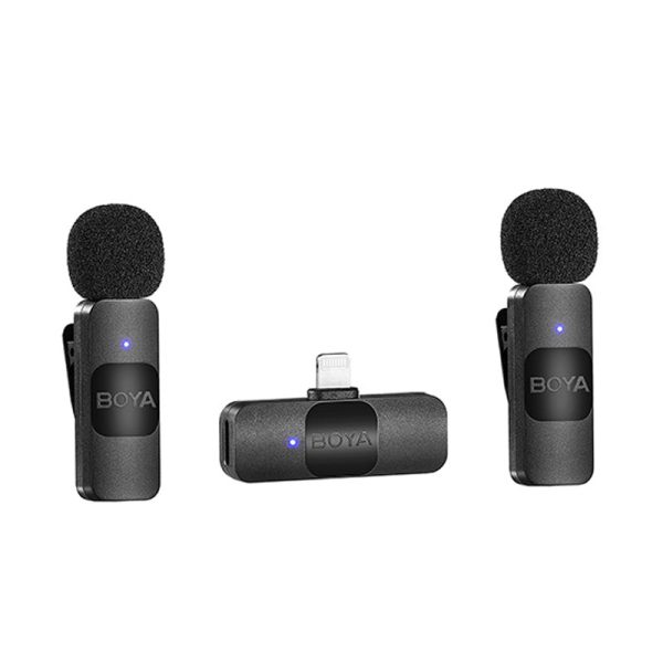 BOYA 2.4Ghz Wireless Microphone with Lightning connector for iOS device( 2TX+1RX) - Black Sale