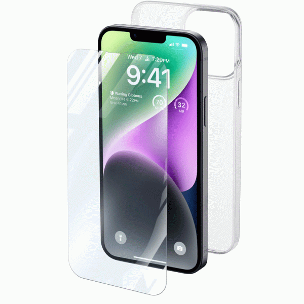 Cellularline Kit Case   Glass - Apple iPhone14   Transparent For Sale