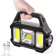 Super Bright Solar LED Camping Flashlight With Cob Work Lights USB Rechargeable Hot on Sale