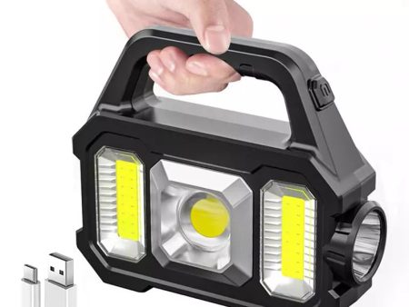 Super Bright Solar LED Camping Flashlight With Cob Work Lights USB Rechargeable Hot on Sale