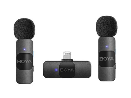 BOYA 2.4Ghz Wireless Microphone with Lightning connector for iOS device( 2TX+1RX) - Black Sale