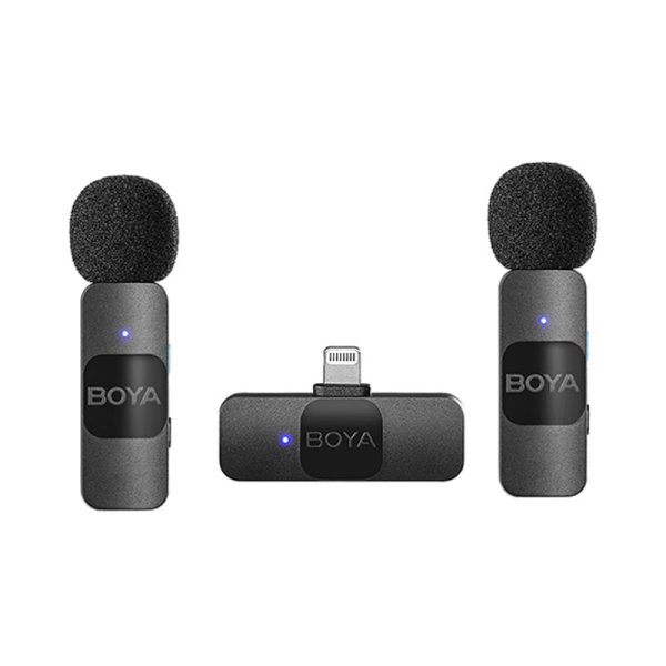 BOYA 2.4Ghz Wireless Microphone with Lightning connector for iOS device( 2TX+1RX) - Black Sale