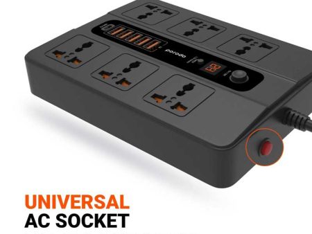 Porodo Multi-Port Super Hub with 6 Universal AC Sockets 13A 3000W - Black Online Hot Sale