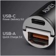 AUKEY Dual-Port Car Charger -  30W   USB-A   USB-C - Black Online now