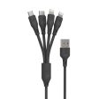 Porodo 4in1 USB Cable Lightning  Type-C Micro Durable Fast Charge and Data Cable (1.2m 4ft) - Black For Cheap