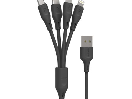 Porodo 4in1 USB Cable Lightning  Type-C Micro Durable Fast Charge and Data Cable (1.2m 4ft) - Black For Cheap