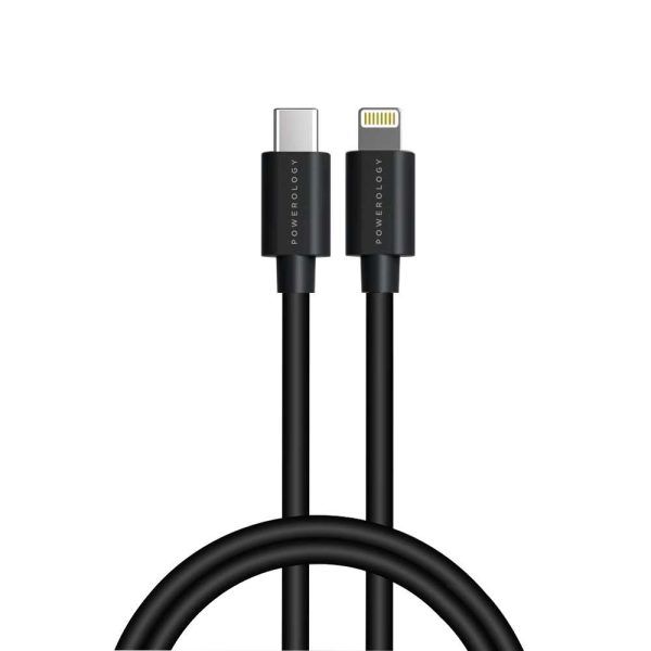 Powerology  USB-C to Lightning Connector Cable 0.25m – Black For Sale