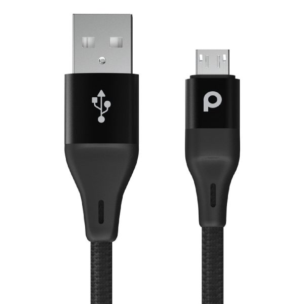 Porodo Braided USB-A to Type-C (3A 2.2m) - Black For Sale