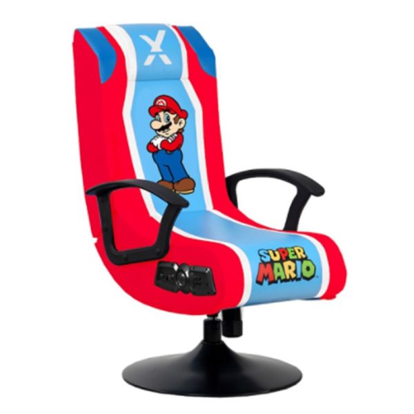 X-Rocker Nintendo Super Mario Pedestal Folding Chair with Built-In 2.1 Audio Gaming Chair Sale