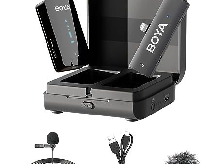 BOYA 2.4GHz Wireless Microphone for mobile device like smartphone, PC, tablet (1transmitter+1receiver with Lightning  jack) - Black Fashion