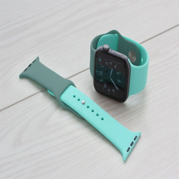 Torrii Siliconee Mix Watch Band For Apple Watch 49   45   44   42 mm - Dark Green   Aqua Blue on Sale