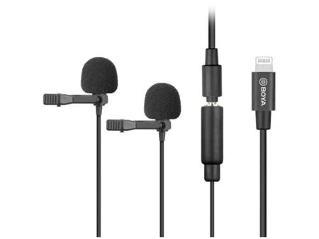 BOYA BY-M2D Digital Dual Omnidirectional Lavalier Microphones With Detachable Lightning Cable (IOS) Online now