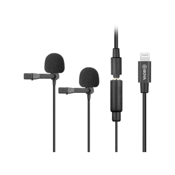 BOYA BY-M2D Digital Dual Omnidirectional Lavalier Microphones With Detachable Lightning Cable (IOS) Online now