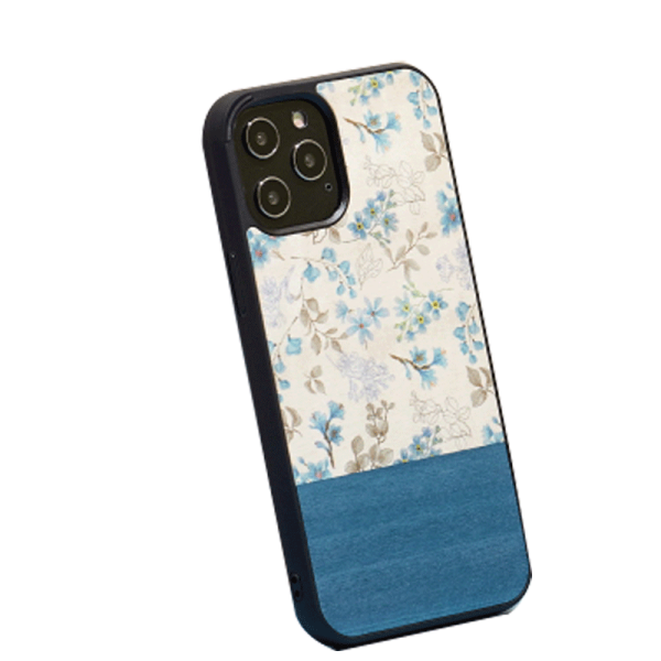 Wooden Case For iPhone 12 Pro Max - Blue Flower Discount