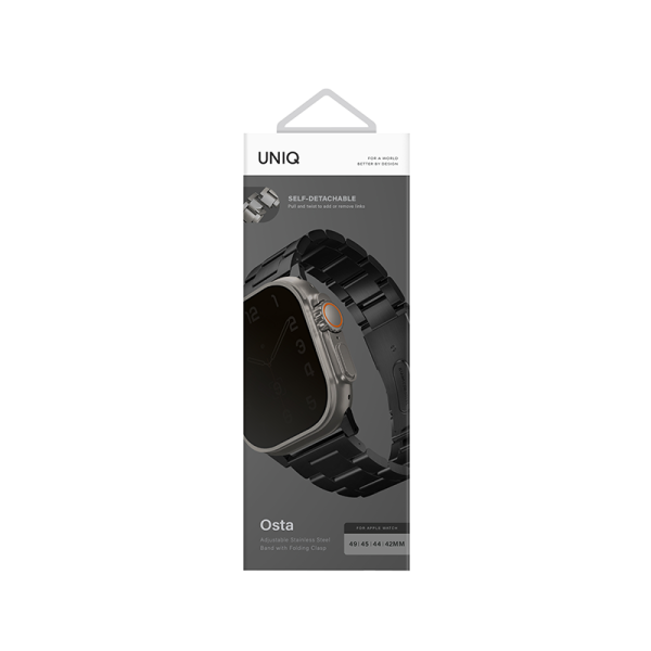 Uniq OSTA Apple Watch Stainless Steel Strap 42 44 45 49mm – Black For Cheap