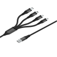 Porodo 4in1 Aluminum Braided Fast Charge Cable (1.2m 4ft) - Black on Sale