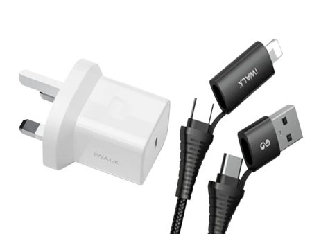 iWALK Leopard 20W PD Travel Charger With iWALK Twister Duo Multi Charging Cable - Bundle Deal Supply