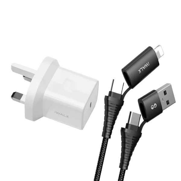 iWALK Leopard 20W PD Travel Charger With iWALK Twister Duo Multi Charging Cable - Bundle Deal Supply